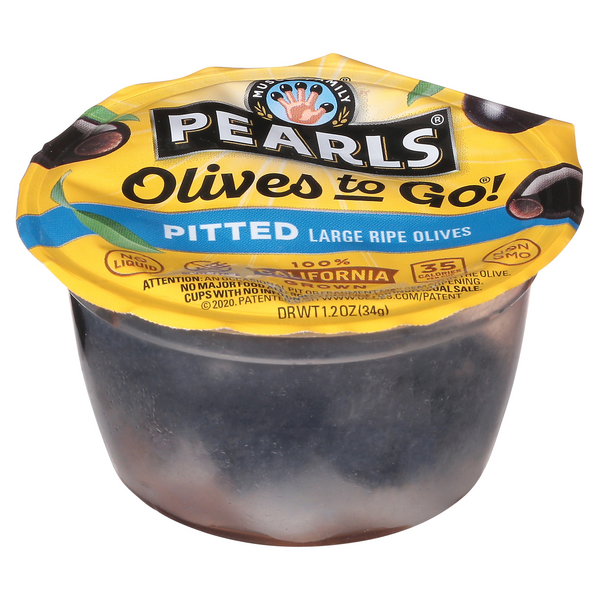Pearls California Large Pitted Ripe Black Olives To Go! Snack Cup