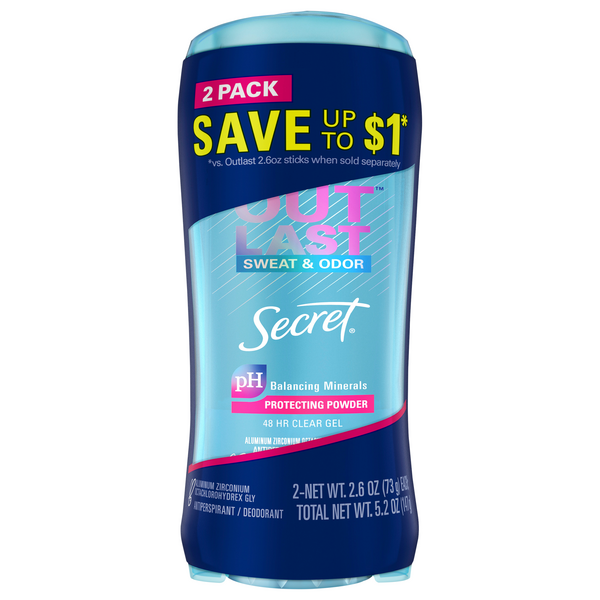 Save on Secret Outlast Antiperspirant Deodorant Protecting Powder Clear Gel 2 ct Order Online