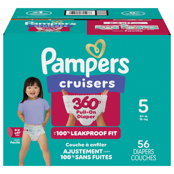 Pampers Cruisers 360 Size 5 Baby Diapers 27+ lb