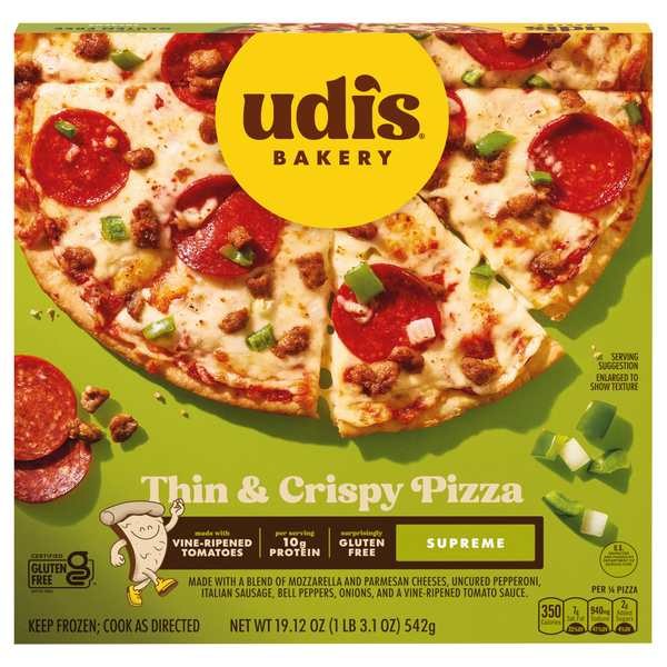Udi's Gluten Free Crispy Thin Crust Supreme Pizza Frozen