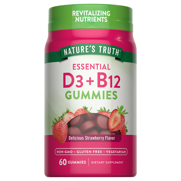 Nature's Truth Strawberry Vitamin D3 + B12 Gummies