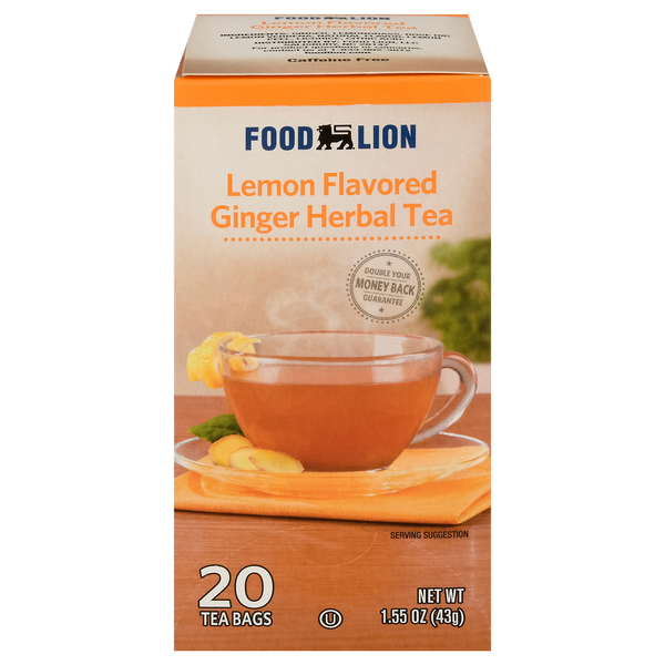 Food Lion Ginger Lemon Flavored Herbal Tea Bags