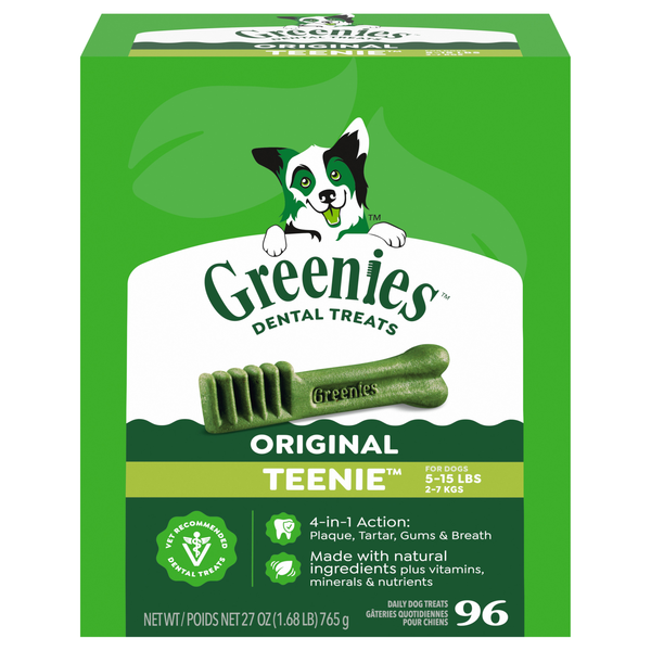 GREENIES Original Teenie Adult Dental Dog Treats - 96 ct