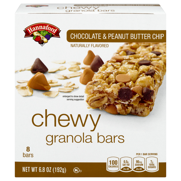 Hannaford Chewy Chocolate & Peanut Butter Cup Granola Bars - 8 ct