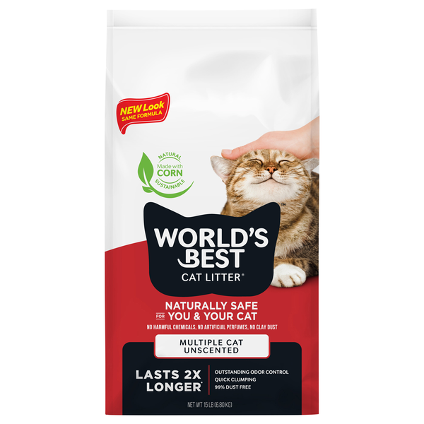 World's Best Quick Clumping Unscented Multi-Cat Corn Cat Litter