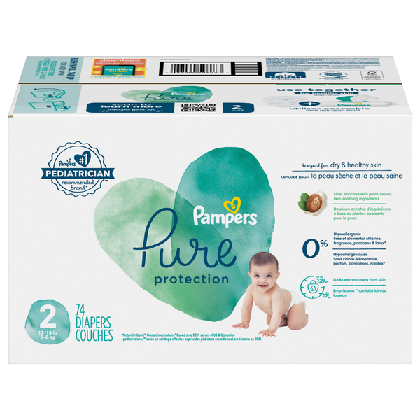 Pampers Pure Protection Size 2 Baby Diapers 12-18 Ib