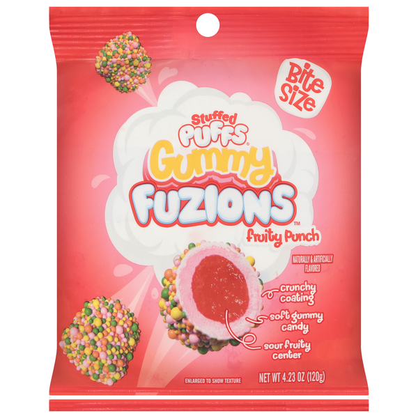 Stuffed Puffs Gummy Fuzions Fruity Punch Bite Size Candy