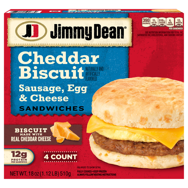 Jimmy Dean Sausage Egg & Cheese Cheddar Biscuit Sandwiches - 4 ct
