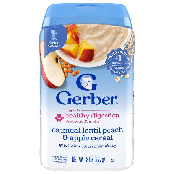 Gerber 2nd Food Probiotic Oatmeal Lentil Peach Apple Baby Cereal