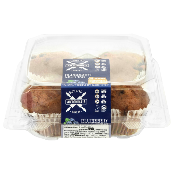 Antonina's Gluten Free Bakery Blueberry Muffins - 4 ct