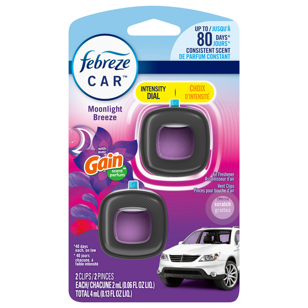 Febreze Car Moonlight Breeze Air Freshener Vent Clips - 2 ct