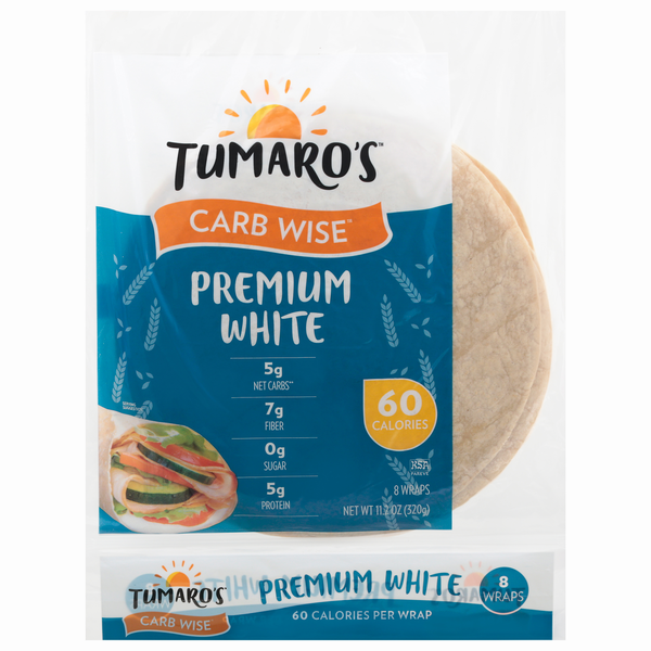 Tumaro's Carb Wise Premium White Wraps - 8 ct