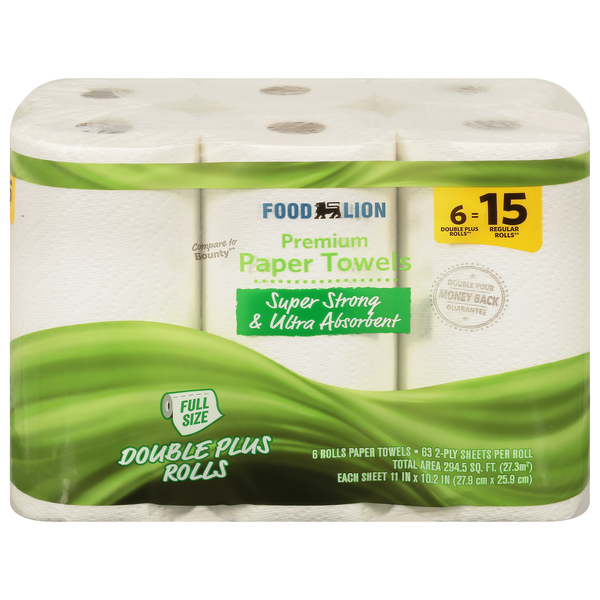 Food Lion Premium Double Plus Rolls 2-Ply Paper Towels - 6 ct