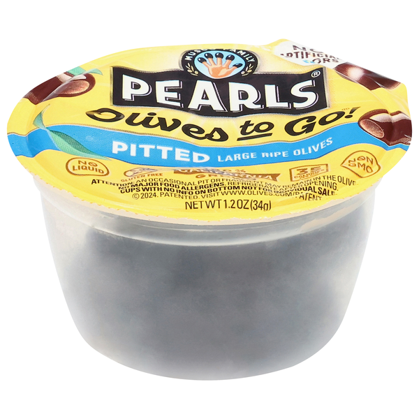 Pearls California Large Pitted Ripe Black Olives To Go! Snack Cup