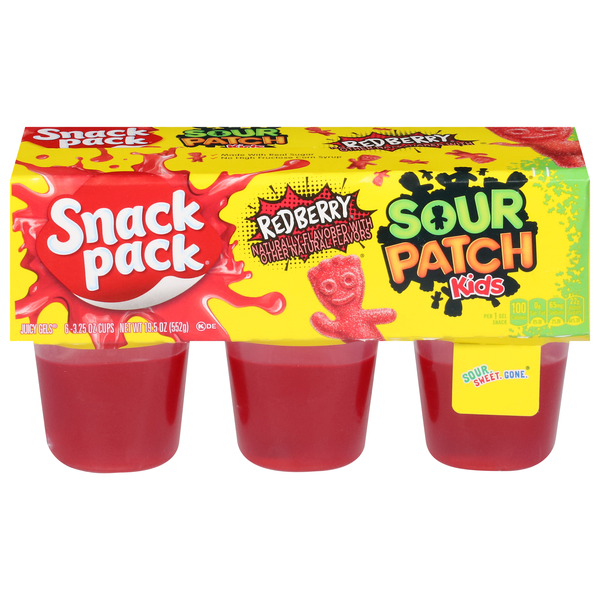 Snack Pack Sour Patch Kids Redberry Juicy Gels Cups - 6 ct