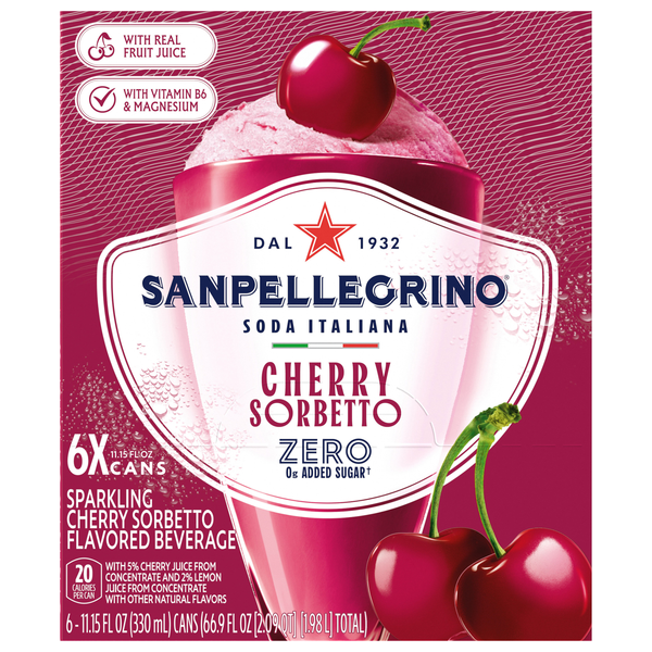 San Pellegrino Cherry Sorbetto Sparkling Beverage - 6 pk