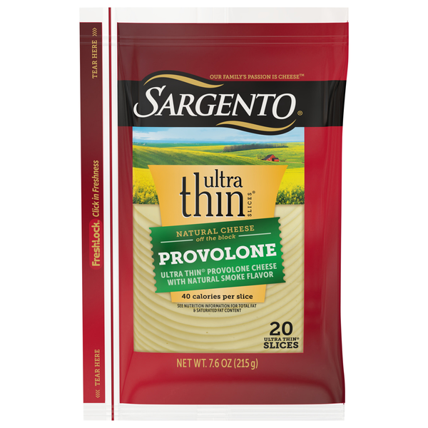 Sargento Ultra Thin Natural Smoke Flavor Provolone Cheese Slices - 20 ct