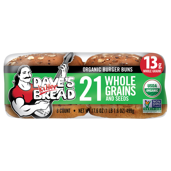 Dave's Killer Bread Organic 21 Whole Grains & Seeds Hamburger Buns - 8 ct