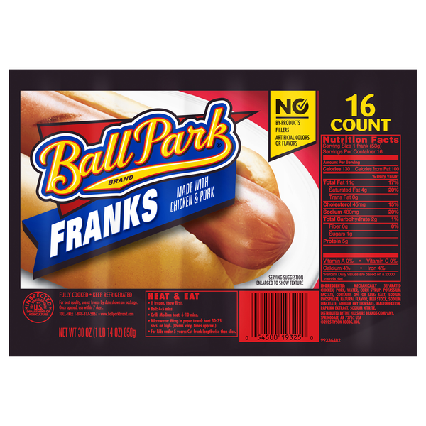 Ball Park Chicken & Pork Franks - 16 ct