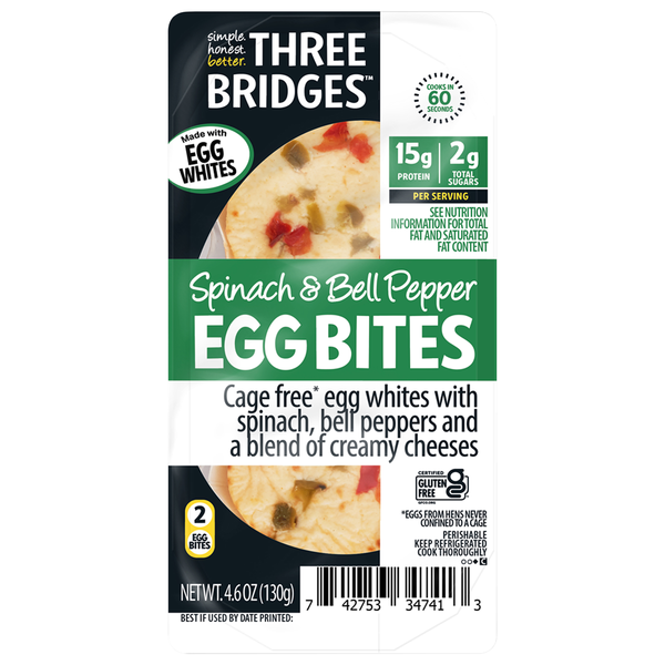 Three Bridges Spinach & Bell Pepper Egg Bites - 2 ct