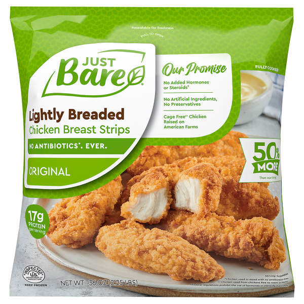 Just Bare Fully Cooked Lightly Breaded Chicken Breast Strips Frozen