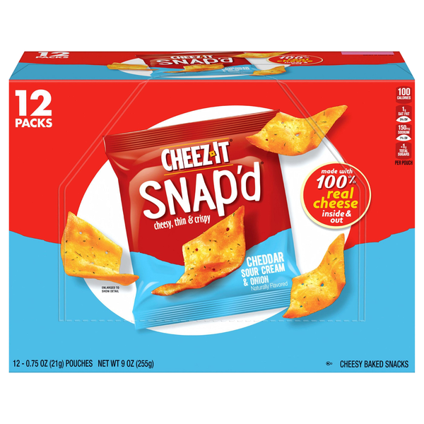 Save on CheezIt Snap'd Sour Cream & Onion Cheese Baked Snacks 12 ct