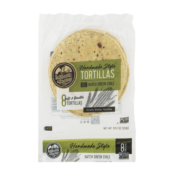 La Tortilla Factory Hatch Green Chile Corn & Wheat Tortillas 5 Inch - 8 ct