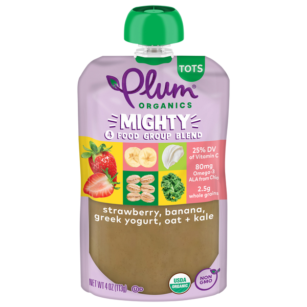 Plum Organics Tots Mighty Strawberry Banana Yogurt Kale Amaranth + Oat