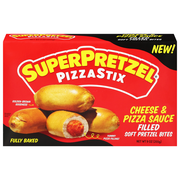 SuperPretzel PizzaStix Cheese & Sauce Filled Soft Pretzel Bites Frozen