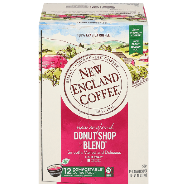 New England Coffee Donut Shop Blend Light Roast Coffee K-Cup Pods