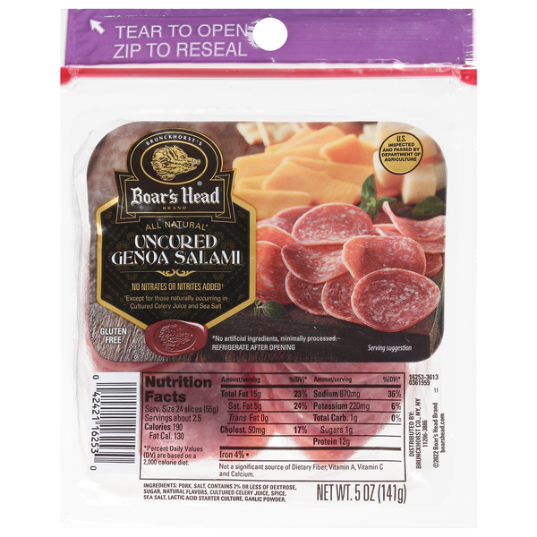 Boar's Head Uncured Genoa Salami Mini Slices