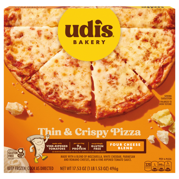 Udi's Gluten Free Crispy Thin Crust Four Cheese Pizza Frozen