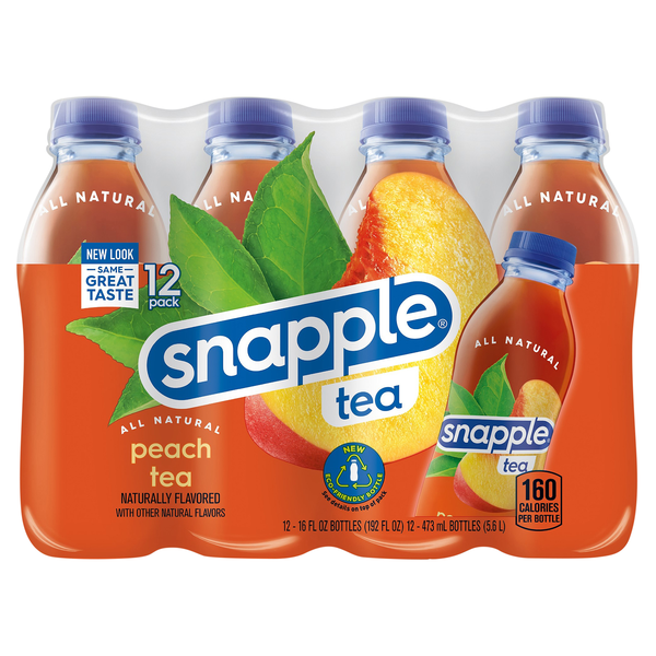 Snapple All Natural Peach Flavored Iced Tea - 12 pk Plastic