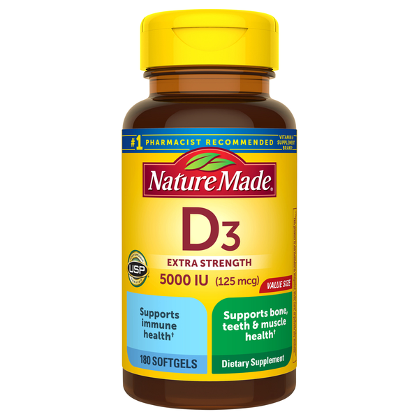 Nature Made Vitamin D3 5000 IU Extra Strength Dietary Supplement Tablets