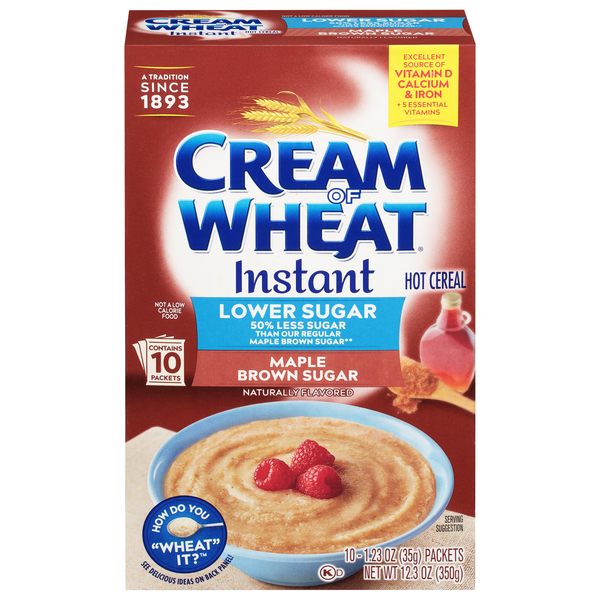 Cream of Wheat Lower Sugar Maple Brown Sugar Instant Hot Cereal - 10 ct