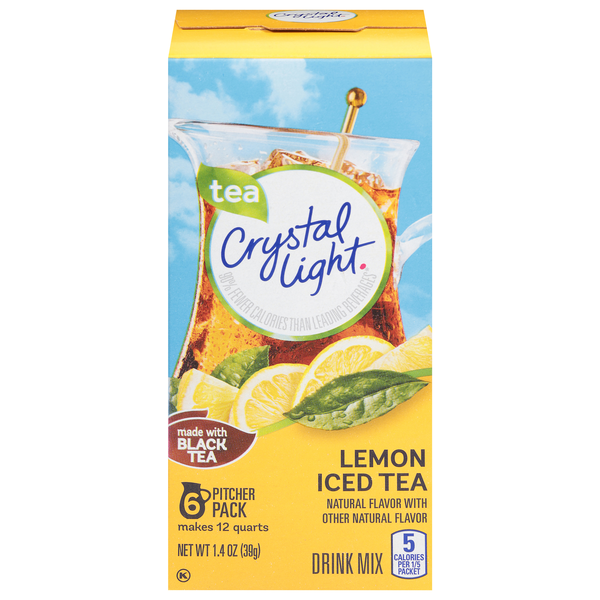 Crystal Light Sugar Free Lemon Iced Tea Mix Pitcher Packets - 6 ct