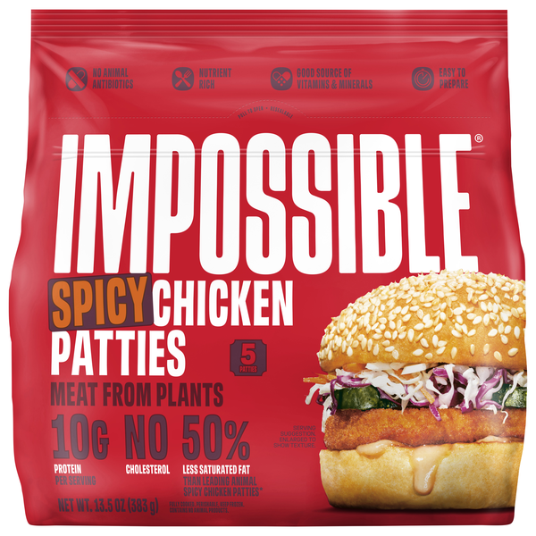 Impossible Made From Plants Spicy Chicken Patties - 5 ct Frozen