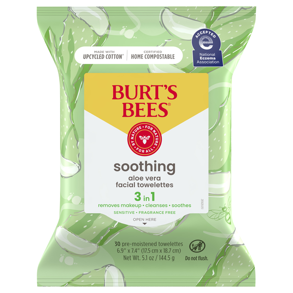 Burt's Bees 3-n-1 Soothing Facial Towelettes Aloe Vera