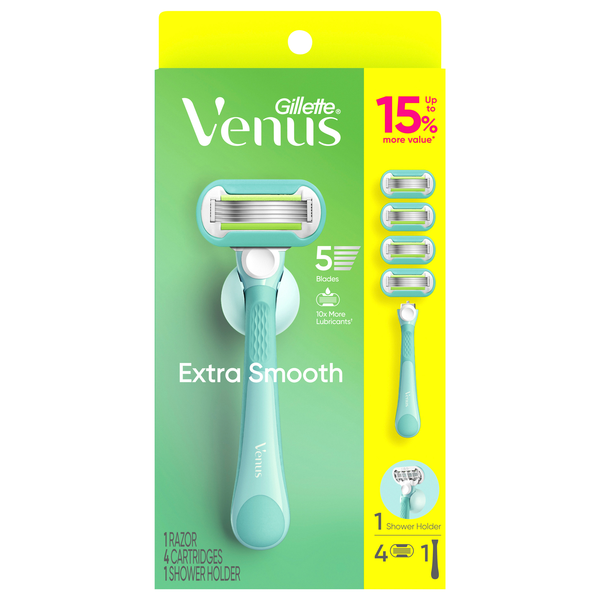 Gillette Venus Women' Extra Smooth Pink Razor Handle 4 Blade Refills