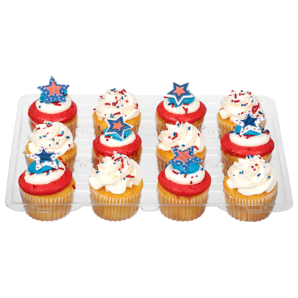 Food Lion Bakery Patriotic Yellow Cupcakes w/Trad Vanilla Icing - 12 ct