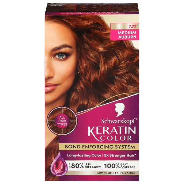 Schwarzkopf Keratin Color Permanent Hair Color Medium Auburn 7.77