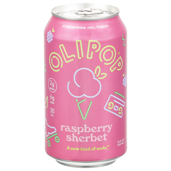 Olipop Raspberry Sherbet Prebiotic Soda