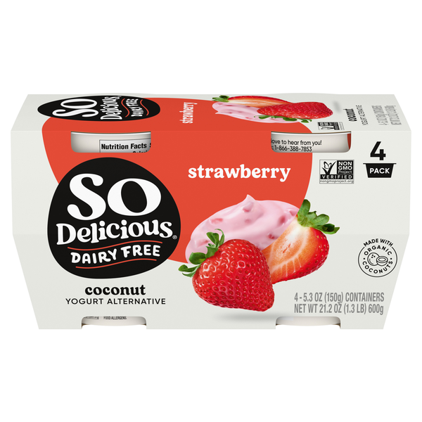 So Delicious Dairy Free Vegan Strawberry Coconutmilk Yogurt Cups - 4 ct