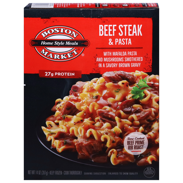 Boston Market Beef Steak & Pasta 27g Protein Frozen Meal
