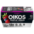 Oikos Triple Zero 15g Protein Non Fat Mixed Berry Greek Yogurt Cups - 4 ct