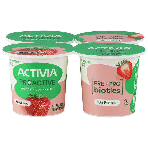 Activia Pro+Active Lowfat 2% Milkfat Strawberry Yogurt - 4 ct