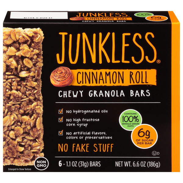 Save on Junkless Chewy Granola Bars Cinnamon Roll 6 ct Order Online