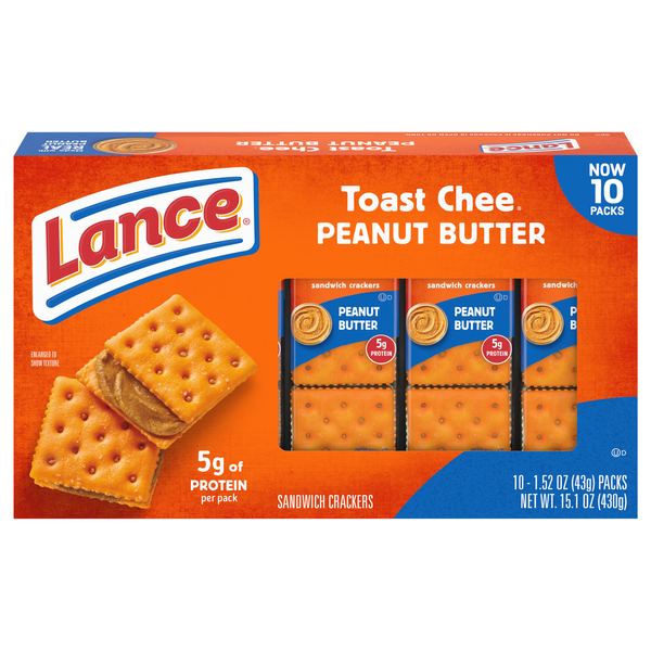 Lance Toast Chee Peanut Butter Sandwich Crackers - 10 ct