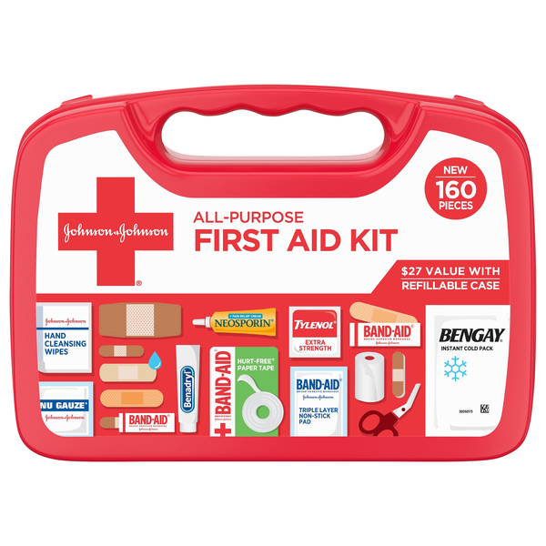 Johnson & Johnson All-Purpose First Aid Kit 160 Pieces