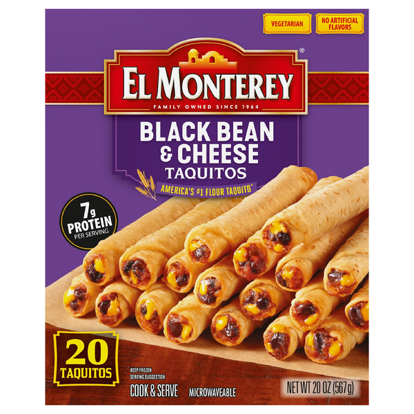 Save on El Monterey Taquitos Black Bean & Cheese 20 ct Order Online